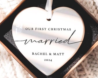 First Christmas Married Ornament - Mr and Mrs Tree Christmas Ornament - Our First Christmas Married as Mr and Mrs Ornament - Personalized