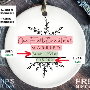 Married Ornament Personalized Mr and Mrs Tree Christmas Ornament Our First Christmas Married as Mr and Mrs Ornament image 2