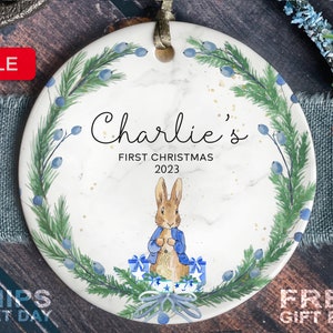 Personalised Baby&#39;s First Christmas Ornament - Personalized First Christmas Peter Rabbit Ornament