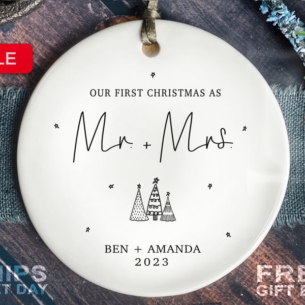 Personalized Married Ornament - Mr and Mrs Tree Christmas Ornament - Our First Christmas Married as Mr and Mrs Ornament - Personalized