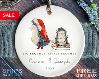 Big Brother- Little Brother Christmas Ornament - Personalized Sibling First Christmas Hedgehog Ornament