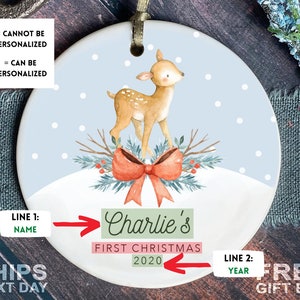Baby's First Christmas Ornament Personalized First Christmas Deer Ornament image 2