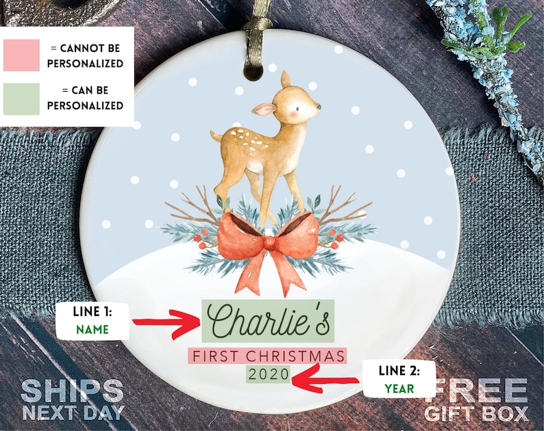 Baby's First Christmas Ornament Personalized First Christmas Deer Ornament image 2