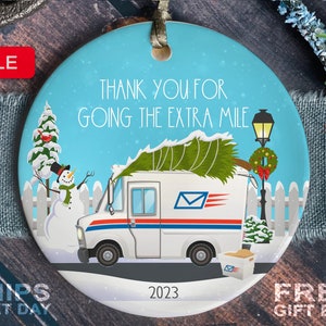 Mail Carrier Christmas Ornament Postal Worker Christmas Ornament Mail truck Gift image 1