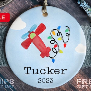 Boys Ornament- Personalized Plane Christmas Ornament - Custom Boys Gift