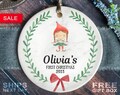 Baby's First Christmas Ornament - Personalized First Christmas Elf Ornament - Custom Baby Name Christmas Ornament - Baby Girl Elf Ornament