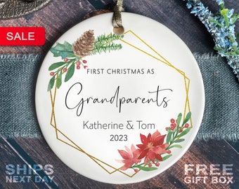 Personalized First Christmas As Grandparents Ornament - Custom First Christmas as Grandparents Keepsake - Christmas Wreath Ornament