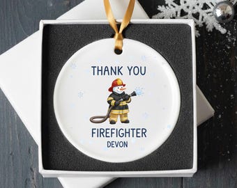 Fireman Gift Ornament | Personalized Snowman Ornament | Firefighter Thank You | First Responder Gift | Christmas 2026