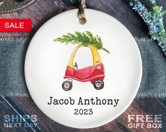 Boys Christmas Ornament Car- Personalized First Christmas Truck Ornament - Custom Little Tykes Truck Ornament