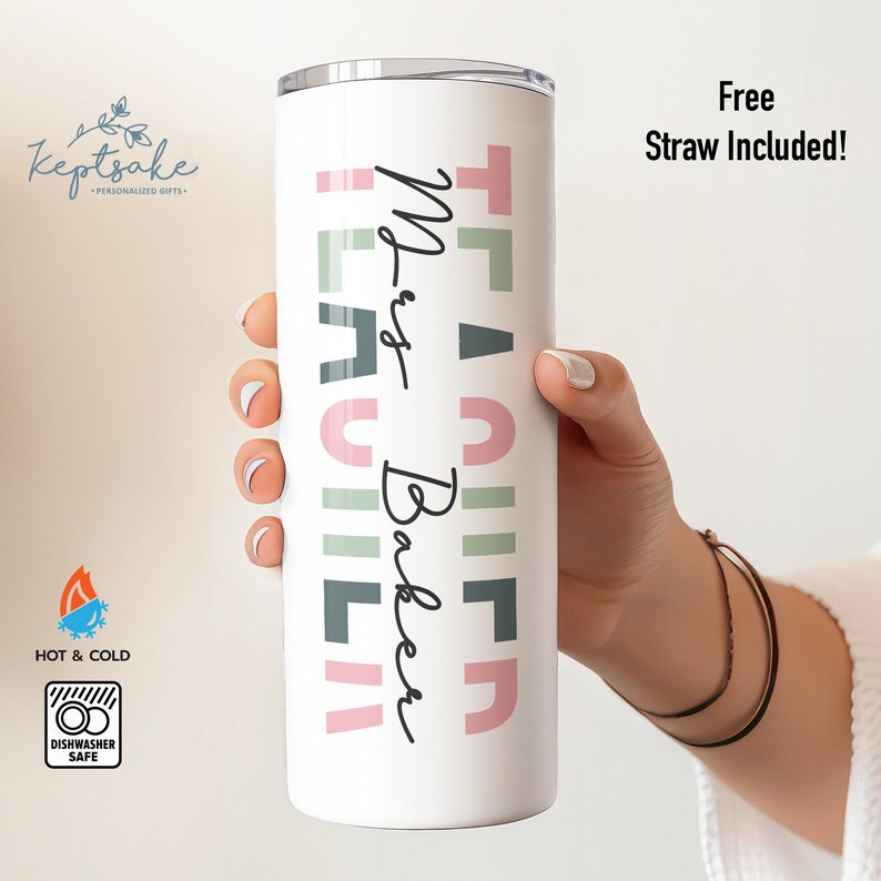 Teacher Gift Personalized Tumbler Gift for Teacher Teach Love Inspire Teacher Gift Teacher Appreciation Gift Teacher Tumbler image 4