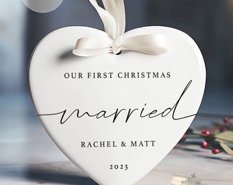 First Christmas Married Ornament - Wedding Keepsake - First Christmas As Mr & Mrs Gift 2023