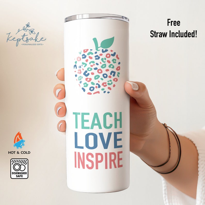 Teacher Gift Personalized Tumbler Gift for Teacher Teach Love Inspire Teacher Gift Teacher Appreciation Gift Teacher Tumbler image 7