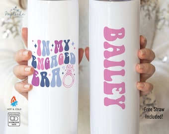 In My Engaged Era Skinny Tumbler with Straw - Custom Engaged Era Tumbler - Engagement Future Mrs - Future Mrs Gift - Gift for Fiancée