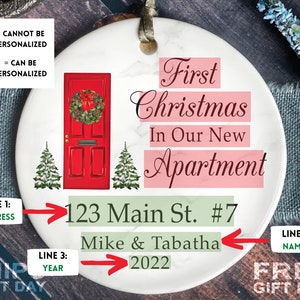 Our First Apartment Christmas Ornament Personalized First Christmas In Our New Apartment Christmas Ornament New House Ornament afbeelding 2