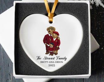Personalized Ralph Lauren Inspired Bear Family Ornament | Bear Family OF Three Gift | Classic Plaid Keepsake | Christmas 2026