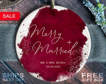 Personalized Married Ornament - Mr and Mrs Christmas Ornament - Our First Christmas Married as Mr and Mrs Keepsake - Wedding gift