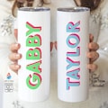 Personalized Name Tumbler - Custom Skinny Tumbler Cup with Straw - Custom Name Gift - Gifts for Her - Vacation Girls Trip Bachelorette