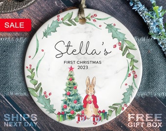 Personalised Baby's First Christmas Ornament - Personalized First Christmas Peter Rabbit Decoration