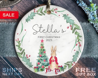 Personalised Baby's First Christmas Ornament - Personalized First Christmas Peter Rabbit Decoration