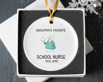 School Nurse Gift Ornament | Personalized Snowman Ornament | Nurse Thank You Gift | School Staff Gift | Christmas 2024