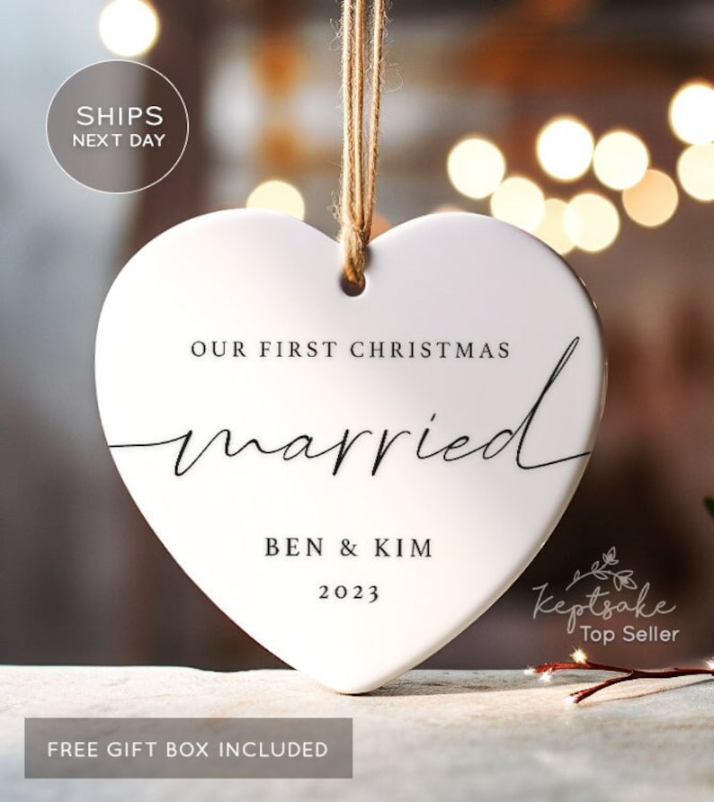 First Christmas Married Ornament Mr and Mrs Tree Christmas Ornament Our First Christmas Married as Mr and Mrs Ornament Personalized image 1