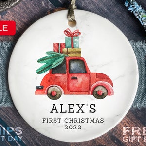 Baby's First Christmas Ornament - Personalized First Christmas Truck Ornament - Custom Baby Boy Truck Ornament