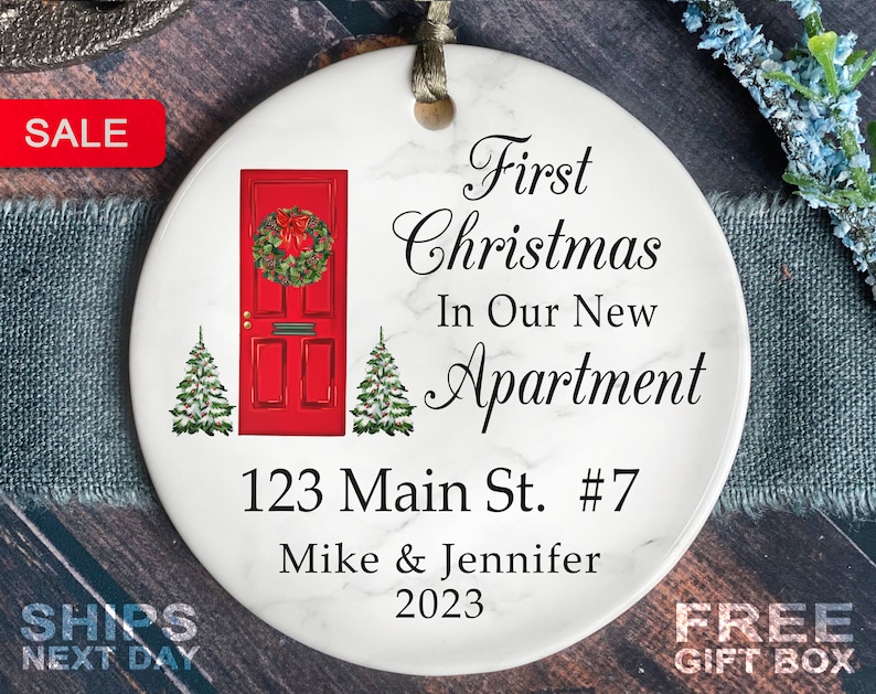 Our First Apartment Christmas Ornament Personalized First Christmas In Our New Apartment Christmas Ornament New House Ornament afbeelding 1