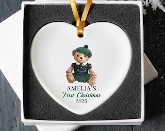 Personalized Plaid Bear Ornament for Children | Classic Christmas Gift | Kids Keepsake | Custom Name Ornament | Christmas 2024