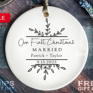 Married Ornament - Personalized Mr and Mrs Tree Christmas Ornament - Our First Christmas Married as Mr and Mrs Ornament