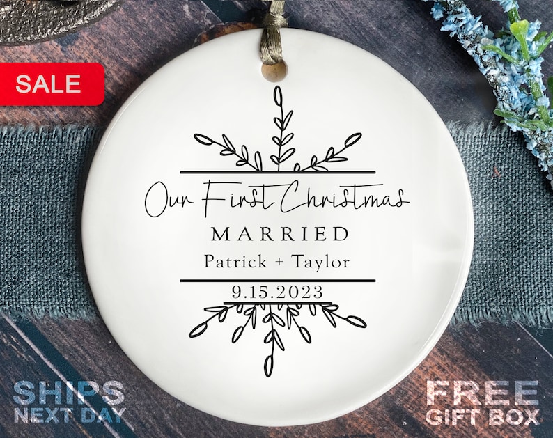 Married Ornament Personalized Mr and Mrs Tree Christmas Ornament Our First Christmas Married as Mr and Mrs Ornament image 1