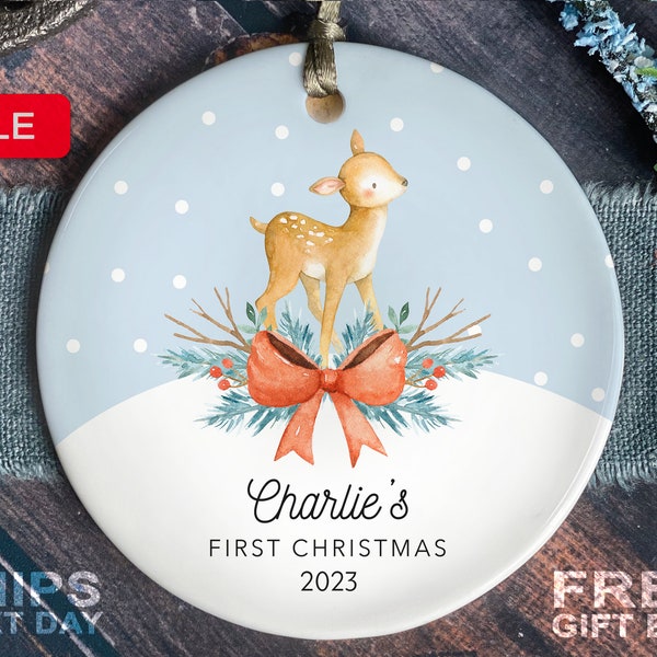 Baby's First Christmas Ornament - Personalized First Christmas Deer Ornament