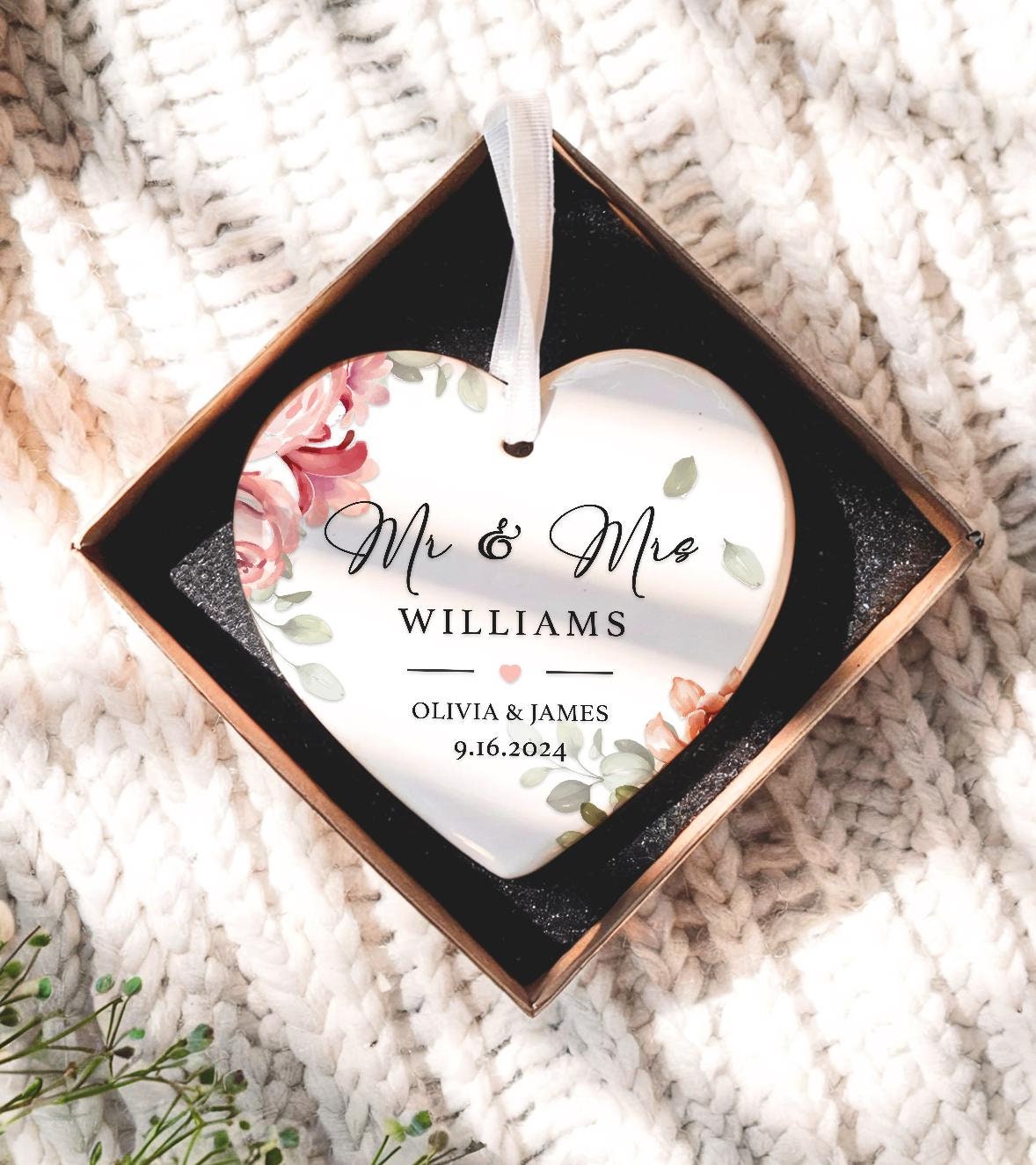 Mr and Mrs Christmas Ornament - Personalized First Christmas Married Keepsake - Wedding Christmas Gift 2025