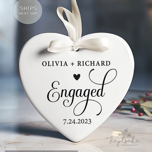 Engaged Christmas Ornament - Personalized First Christmas Keepsake - Engagement Christmas Gift 2025