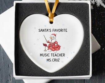Music Teacher Gift Ornament | Personalized Snowman Ornament | Female Teacher Gift | Choir Teacher Gift | Christmas 2024