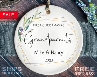 Personalized Grandparents Ornament - Custom First Christmas as Grandparents Keepsake - Announcement Ornament