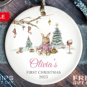 Baby's First Christmas Ornament - Personalized First Christmas Girl Ornament - Custom Baby Girl Ornament 2023