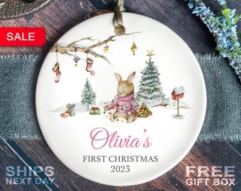 Baby's First Christmas Ornament - Personalized First Christmas Girl Ornament - Custom Baby Girl Ornament 2023