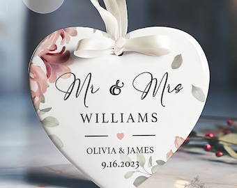 Mr and Mrs Christmas Ornament - Personalized First Christmas Married Keepsake - Wedding Christmas Gift 2023