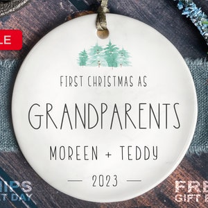 Personalized Grandparents Ornament - Custom Modern First Christmas as Grandparents Keepsake - Modern Christmas Announcement Ornament