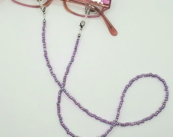 Funkelnde lila Maske Halter oder Brille Kette für Mädchen - Perlen Lanyard für Kinder - Licht lila - violett