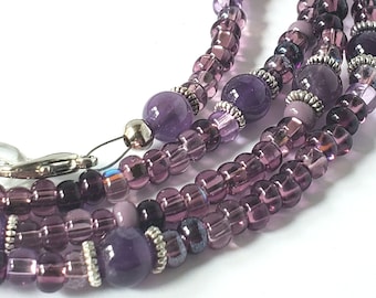 Amethyst Eyeglass Chain - Light Weight Glasses Holder w/ Real Semi-Precious Amethyst - Purple Glasses Chain