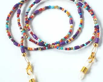 Beaded Eyeglass Chain - Quality, Handmade - Real, Semi Precious Stone - Purple - Glasses Holder