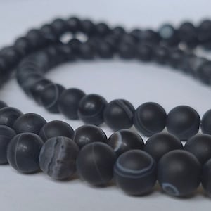 Matte Black Agate Beaded Lanyard - Men&#39;s or Unisex - ID Badge Holder, Key Chain Lanyard, Teacher&#39;s Gift