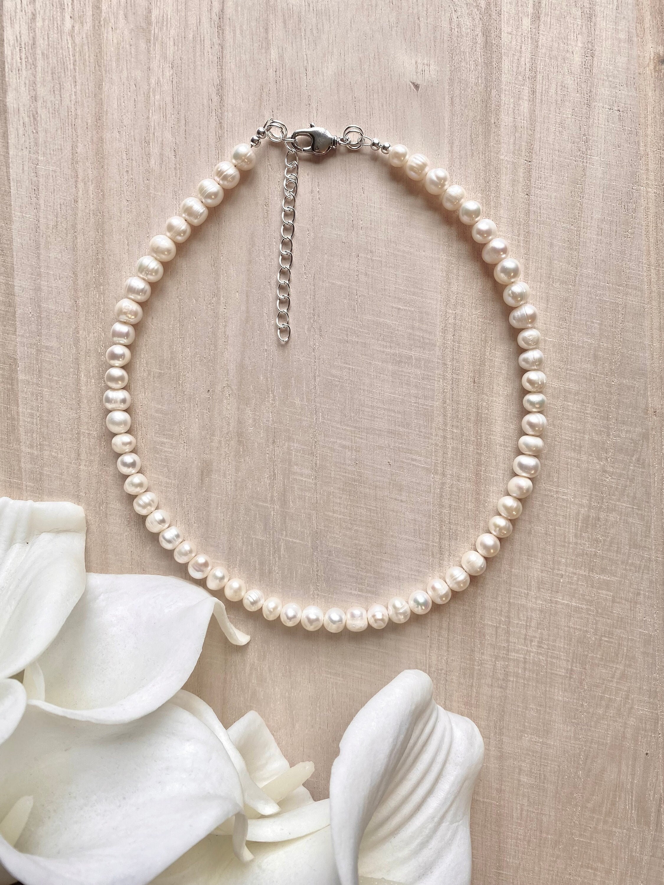 Bright White Freshwater Pearl Necklace (unisex) - Etsy