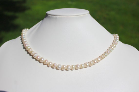 Bright White Freshwater Pearl Necklace (unisex) - Etsy