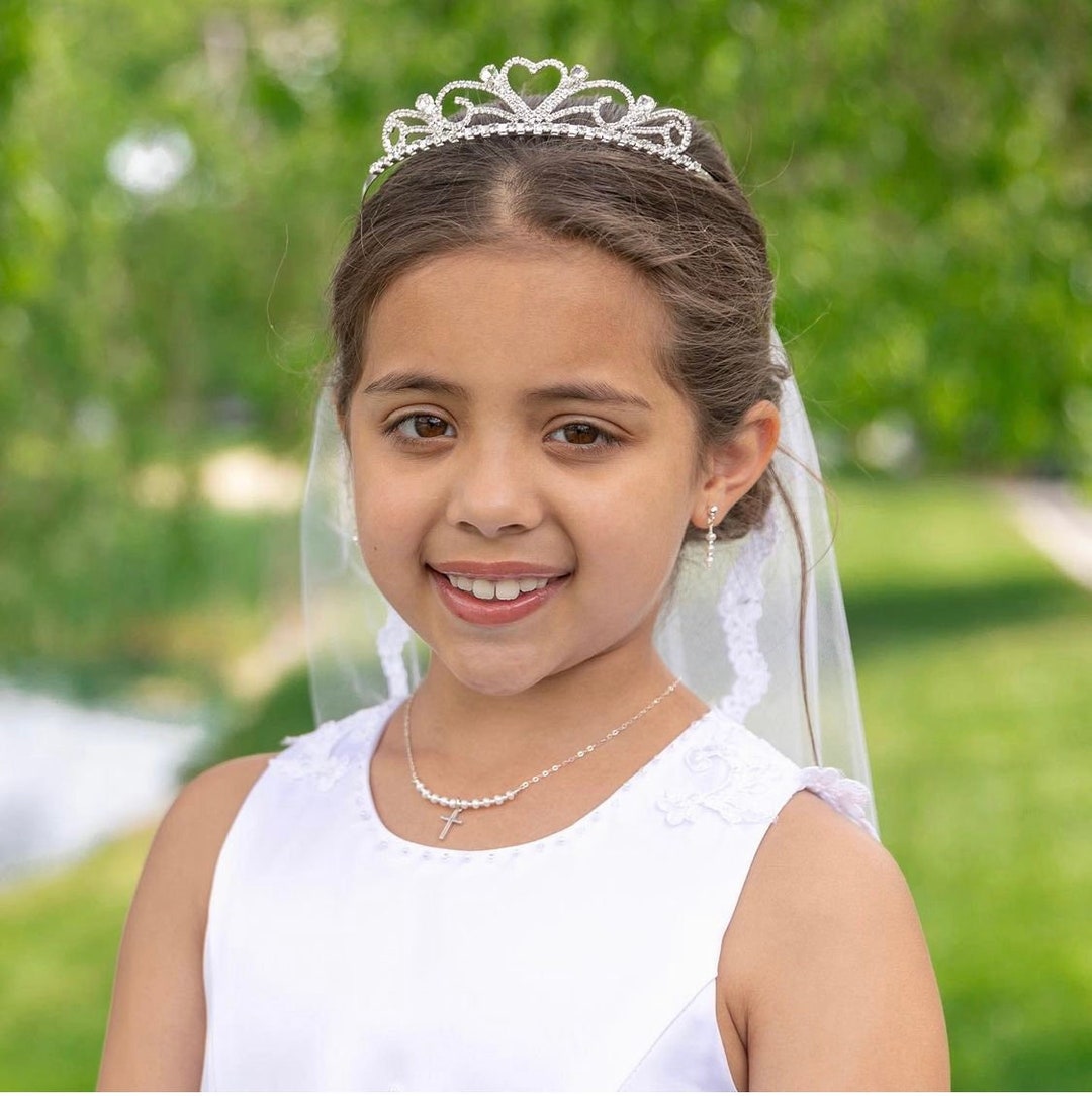 Pearl & Sterling Silver Girl's First Communion Jewelry Necklace and