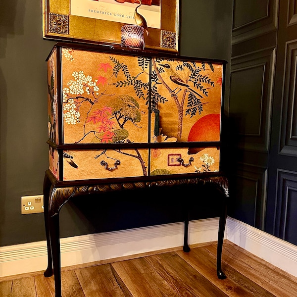 Vintage Queen Anne cocktail/ drinks cabinet chinoserie / oriental now sold - stock available for commission