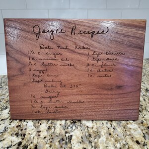 Custom engraved recipe cutting board