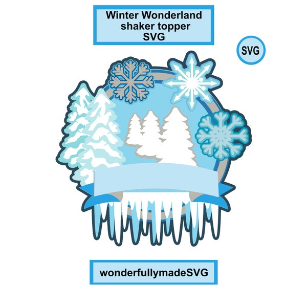 Winter wonderland shaker topper svg, Shaker cake topper svg, Winter theme topper svg, shaker toppers svg file