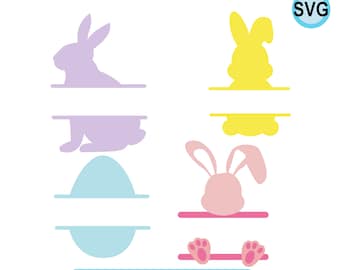 Bunny Monogram svg, Split  bunny monogram svg, Easter bunny svg, Split bunny svg,  Easter monogram svg bundle ( set of 4)